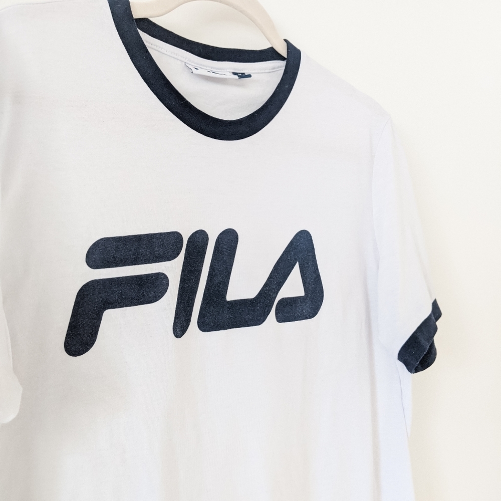 FILA White Graphic Print Tee Shirt